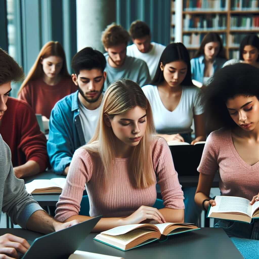 students studying